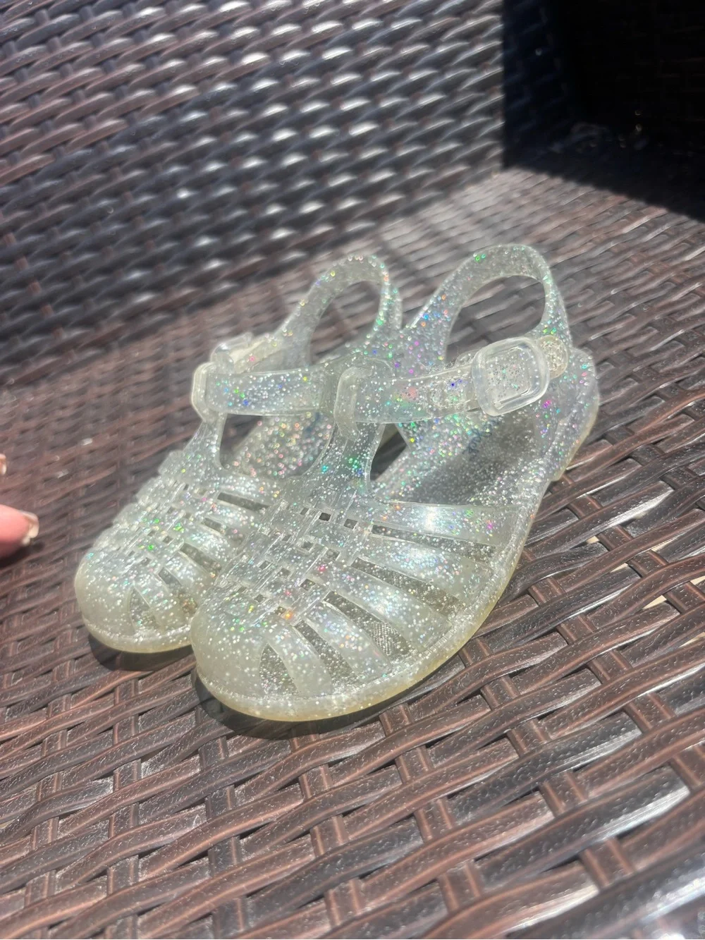 Kids Cat & Jack Jelly Sandals toddler Size 8c - Hook and Loop Pink/Purple/Clear